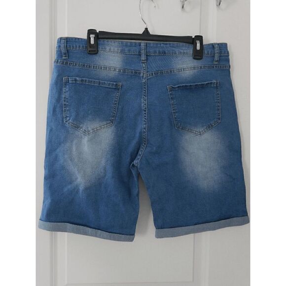 Blue Faded Denim Bermuda Shorts M - Picture 4 of 10